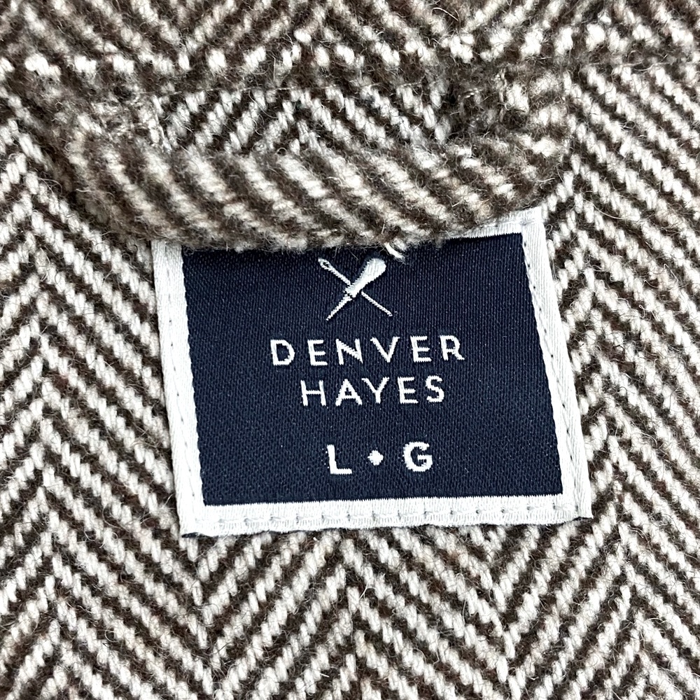 Denver Hayes Brown Herringbone Button Up Shirt Jacket Shacket L - Picture 3 of 15